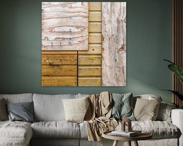 Abstracte vlakverdeling met verweerd hout van Texel eXperience