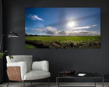 Hollands Landschap met dreigende wolken.