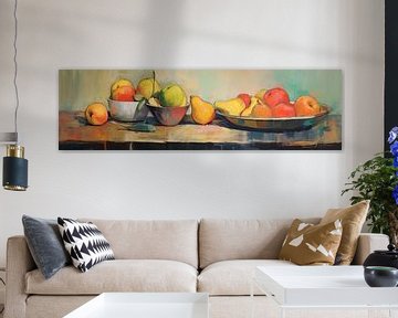 Kleurrijke fruitmand van Abstract Schilderij