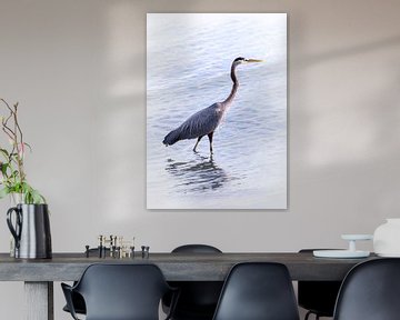 Blue heron wading in the sea by Christa Thieme-Krus