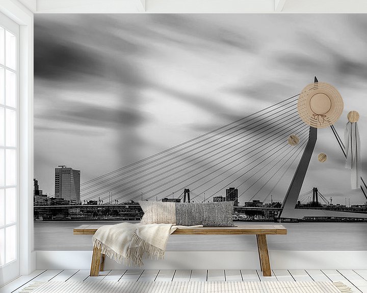 Impression: Skyline de Rotterdam en noir et blanc sur Miranda van Hulst
