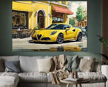 Gele Alfa Romeo 4c