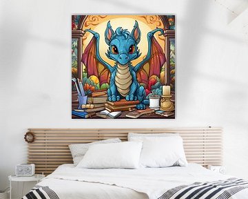 Dragon Bleu dans une Bibliothèque sur Art Lovers