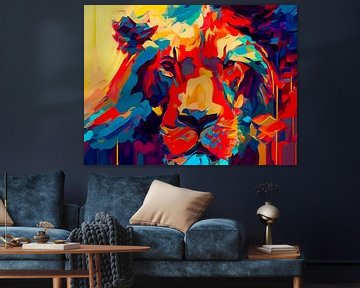 Leeuw met verschillende kleuren van Mustafa Kurnaz