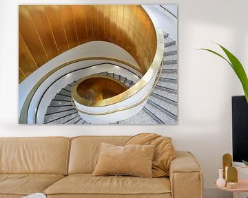 Composition #6: Spiral Staircase in Grey and Gold van Rini Kools