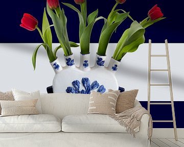 Tulpenvaas Delfts blauw van Klaartje Majoor