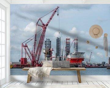 Mammoth ring crane on quay in schiedam by Arthur Bruinen