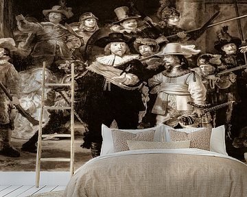De Nachtwacht van Rembrandt in Sepia