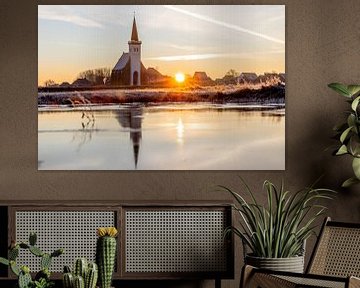 Texel - Den Hoorn - Kirche im Winter von Herwin Jan Steehouwer