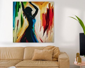 Dansende vrouw geschilderd met paletmes van Jan Keteleer