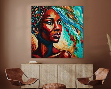 Fille africaine peinte au couteau à palette