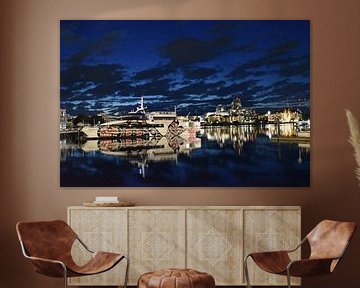 The port of the city of Vitoria on a summer evening by Claude Laprise