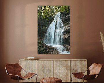 Chute d'eau sur des rochers dans la forêt