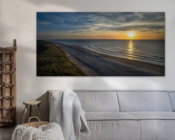 Panorama coucher de soleil plage Texel sur Herwin Jan Steehouwer