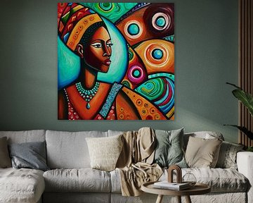 Decoratief portret van een Afrikaanse vrouw van Jan Keteleer
