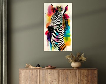 Kleurrijke zebra van Niek Traas