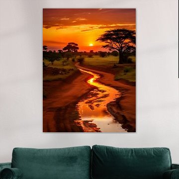 Zonsondergang in Afrika V3 van drdigitaldesign