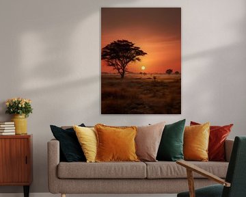 Zonsondergang in Afrika V4 van drdigitaldesign