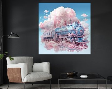 Le train rose dans les nuages sur Art Lovers