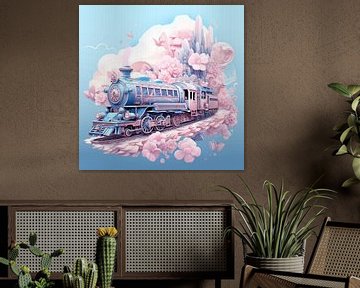De roze trein naar Wonderland van Art Lovers