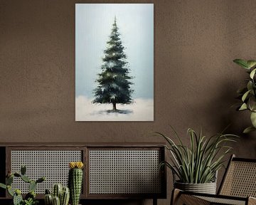 Minimaler grüner Weihnachtsbaum im Schnee von But First Framing