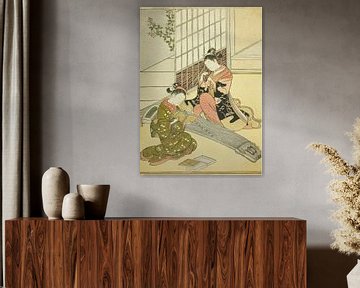 Suzuki Harunobu - Dalende ganzen van de Koto Bruggen (Kotoji no... van Peter Balan