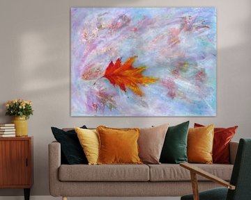 Falling leaves in the autumn wind horizontal by Karen Kaspar