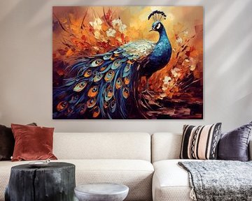 Peacock Oil Painting by Virgil Quinn - Decorative Arts