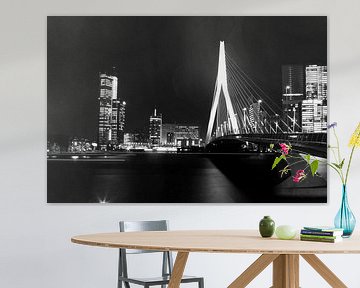 Erasmusbrug Rotterdam in zwart-wit van Dexter Reijsmeijer