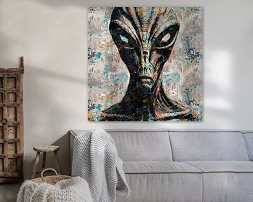 Close-up van een alien (abstracte kunst) van Art by Jeronimo