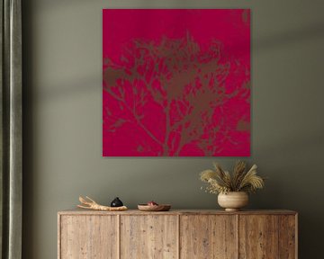 Abstract botanical art. Organic shapes in burgundy and brown. by Dina Dankers