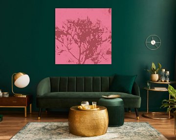 Abstracte botanische kunst. Organische vormen in roze en warm bruin. van Dina Dankers