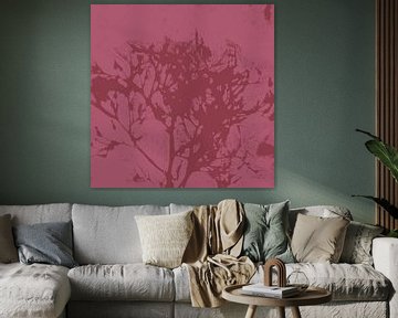 Abstract botanical art. Organic shapes in old pink and brown. by Dina Dankers