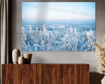 Winterlandschaft mit verschneiten Bäumen von Leo Schindzielorz