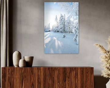 Winterlandschaft mit verschneiten Bäumen von Leo Schindzielorz