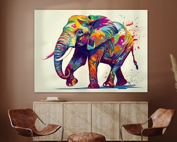Peinture éléphant | Eléphant coloré | Art abstrait sur AiArtLand