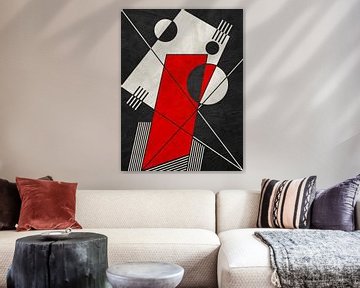 Geometrisch abstracte kunst, rode, beige en zwarte tinten van Online Arts
