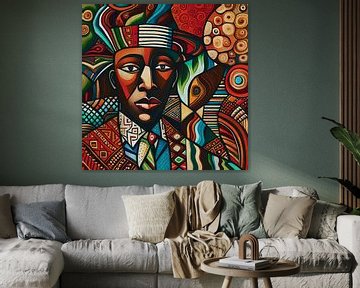 Portrait aux couleurs vives d'un homme aux racines africaines sur Jan Keteleer