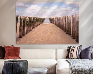 Wellenbrecher am Strand von Domburg / die Niederlande von Photography art by Sacha