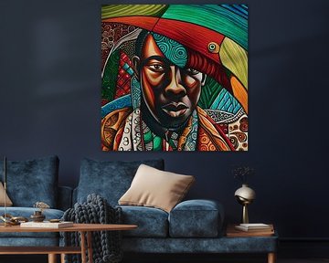 Homme africain vêtu de couleurs vives sur Jan Keteleer