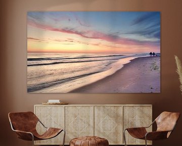 Plage de la mer du Nord à Texel au coucher du soleil sur John Leeninga