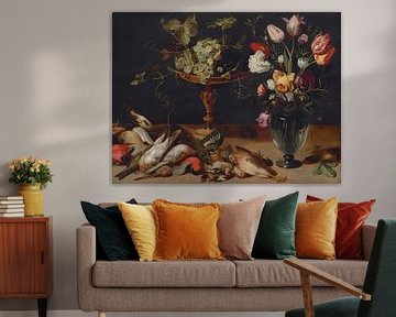 Stilleben mit Blumen, Weintrauben und Seeigeln, Frans Snyders