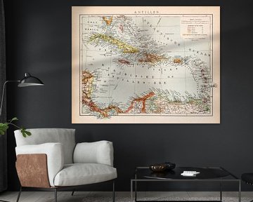 Map of the Antilles from around 1900 by Studio Wunderkammer