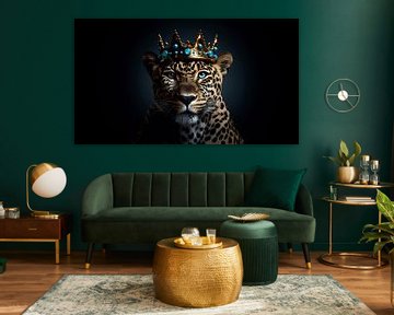 Animal Kingdom: Luipaard (blauwe details) van Danny van Eldik - Perfect Pixel Design