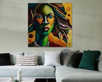 Portrait of a colored woman with headscarf
