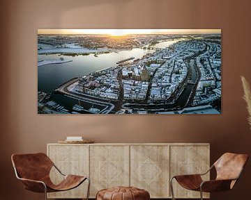 Kampen city view at the river IJssel during a cold winter sunris by Sjoerd van der Wal Photography