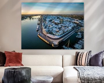 Kampen city view at the river IJssel during a cold winter sunris by Sjoerd van der Wal Photography