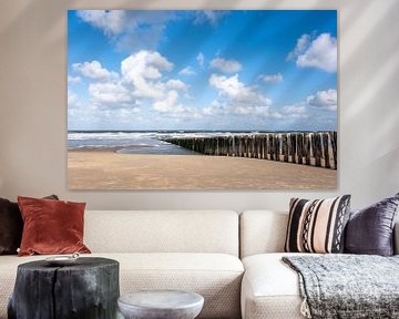 Breakwater on Domburg beach / Netherlands by Photography art by Sacha