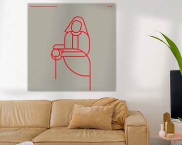 The Milkmaid in Taupe and Red abstract style by Michel Rijk