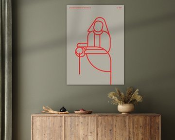 The Milkmaid in Taupe and Red abstract style by Michel Rijk